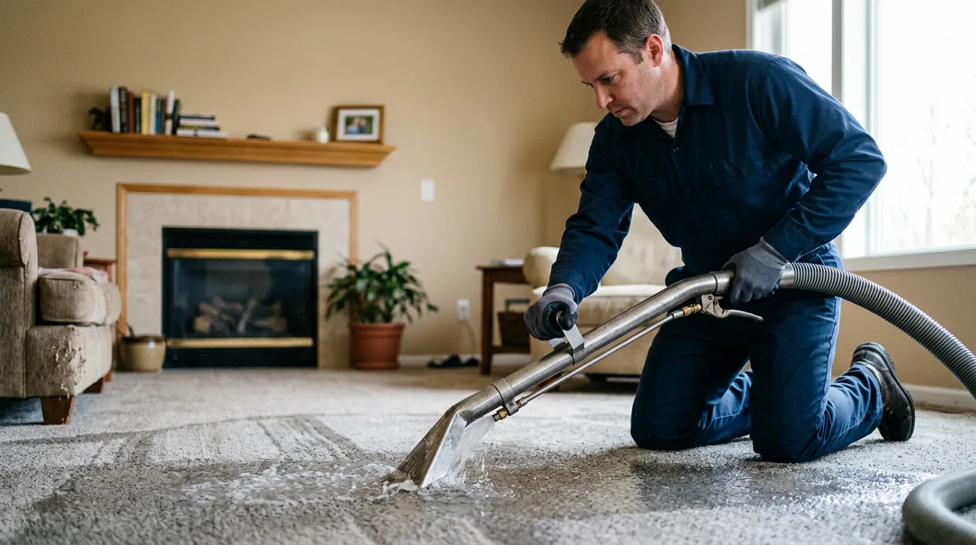 Water damage restoration technician working near Midland, SD